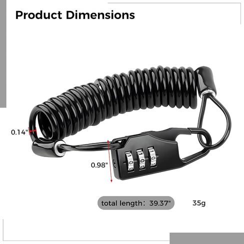 قفل خوذة دراجة نارية مع رمز مزيج ، قفل الكابل القابل للسحب مع carabiner ، قفل أمان شاق لتخزين خوذة الدراجة ، حماية من سبيكة الألومنيوم لمكافحة السرقة للركاب in Saudi Arabia