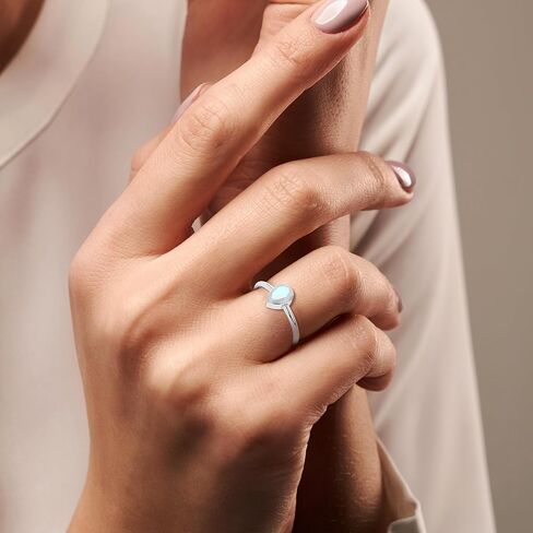 Natural Rainbow Moonstone Stackable Ring for Women in Sterling Silver, June Birthstone Jewelry Gifts for Her (Round, Oval, Pear) in Saudi Arabia