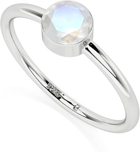 Natural Rainbow Moonstone Stackable Ring for Women in Sterling Silver, June Birthstone Jewelry Gifts for Her (Round, Oval, Pear) in Saudi Arabia