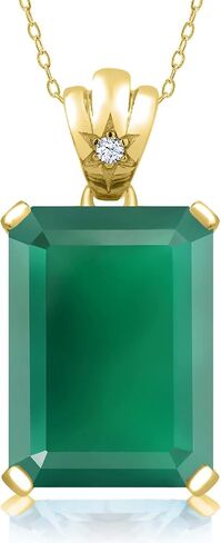 Gem Stone King 18K Yellow Gold Plated Silver Red Created Ruby Pendant Necklace For Women (20.05 Cttw, Emerald Cut 18X13MM, with 18 Inch Silver Chain) in Saudi Arabia