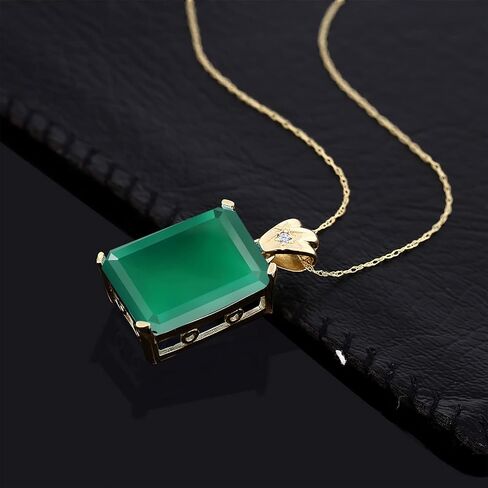 Gem Stone King 18K Yellow Gold Plated Silver Red Created Ruby Pendant Necklace For Women (20.05 Cttw, Emerald Cut 18X13MM, with 18 Inch Silver Chain) in Saudi Arabia