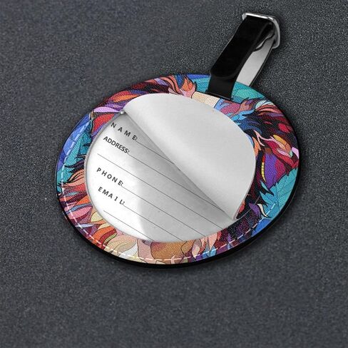 Australian Shepherd Stained Dog Breed Glass Art 2 Pcs Luggage Tag for Suitcase,Name Bag Tags, Round Baggage Identifiers with Privacy Cover,Leather Id Label for Women Men Travel in Saudi Arabia