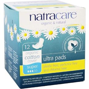 Natracare - Organic Cotton Natural Feminine Ultra Pads Super with Wings - 12 Pad(s)