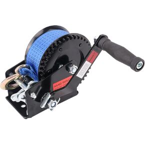 1600 رطل مقطورة القوارب وار مع حزام أزرق 26 قدم ، و 4: 1 مقطورة التروس ونش للقوارب ، و winch hand crank مع السقاطة والخطاف الثقيل لمقطورات القوارب والاستخدام البحري