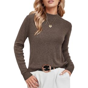 Arach&Cloz Womens Spring 2025 Sweater Tops Business Casual Outfits Work Mock Neck Long Sleeve Turtleneck Dressy Pullover