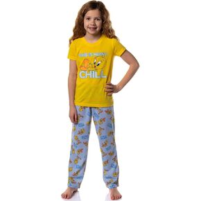 Looney Tunes Girls' This Is How I Chill Tossed Tweety Bird 2 Piece Pajama Set