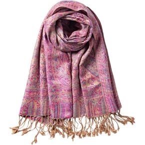 AUSEKALY Pashmina Feel Shawls Wraps for Women Rave Scarf Soft Silky Reversible Men Scarves