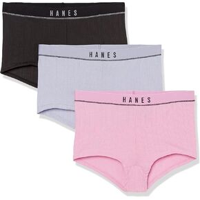 Hanes Women's Retro Rib Boyshort Underwear, 3-Pack