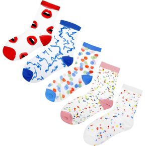 5 Pairs Sheer Socks for Women, Mesh Crew Socks, Transparent Mesh Socks, Transparent See Through Tulle Socks, Ankle High Transparent Socks, Casual Crew Sock