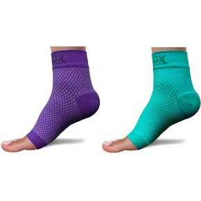 SB SOX - Plantar Fasciitis Compression Socks, Pairs of 2 (Purple, Large + Green, Large)