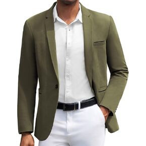 COOFANDY Men's Casual Blazers Sport Coats Slim Fit Cotton Sport Jackets 1 Button Lightweight Suit Jackets, Green, Large