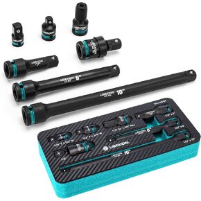 Libraton Impact Socket محول ومخفض مجموعة 11pcs ، مخفضات محول المقبس ، محولات مقبس دوار ، تأثير على 1/4 محولات سداسية ، محولات وجع التأثير لإصلاح السيارات ، مع صندوق مصبوب ضربة