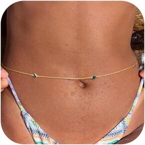 VIROMY Gold Waist Beads Chain for Women Waterproof Belly Chain Body Belt Chain Beach Accessories Body Women's Jewelry