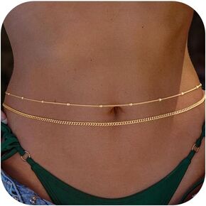 VIROMY Gold Waist Beads Chain for Women Waterproof Belly Chain Body Belt Chain Beach Accessories Body Women's Jewelry in Kuwait