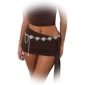 Eyraevor Cowgirl Chain Vintage Western Concho Chain Belt Boho Heart Chain for Dresses Jeans Country Concert Outfit