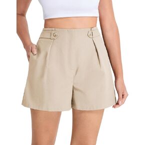Belle Poque Linen Shorts for Women 2025 Summer Trendy Shorts Elastic High Waisted Dressy Casual Shorts with Pockets