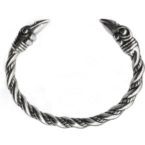 Viking Bracelet for Men Arm Ring Raven Heads Bangle Scandinavian Bracelet Adjustable Stainless Steel Cuff Bracelets Norse Jewelry