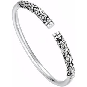 Black Myth Wukong Golden Hoop Sterling Silver Cuff Bangle Bracelet with Intricate Swirl Design, It means that Love you for 10,000 years Symbolizes the couple's true love forever