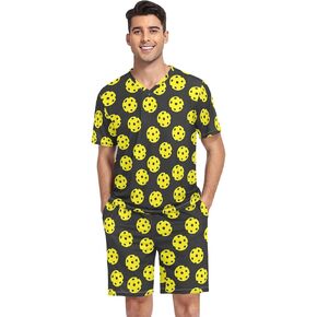 Laprad Men's Pajamas Set Two Piece Short Sleeve Sleepwear Loungewear V-Neck with Pockets