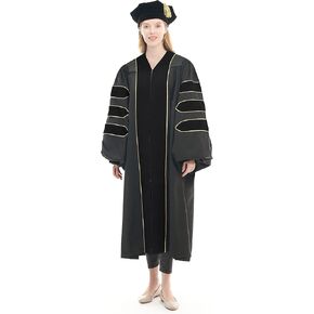 Unisex Deluxe Doctoral Graduation Gown and 8-Side Tam Package with Gold Piping Doctoral Regalia Doctoral Robe