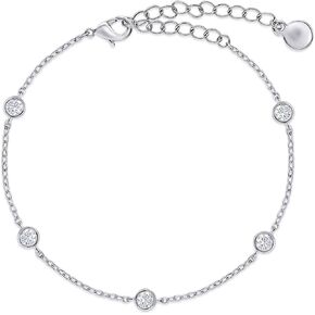 18 كيلو الذهب مطلي بخمس سوار وصلة المحطة الحجرية للنساء | سوار التنس الكلاسيكي 3MM Moissanite | سوار سلسلة قابلة للتعديل 6 " + 2" قابلة للتعديل (0.50 CTTW)