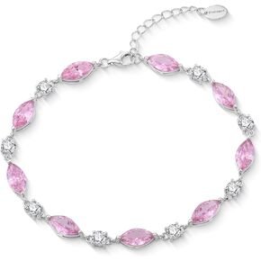STARCHENIE Sterling Silver Tennis Bracelet, Marquise Cut Crystals Jewelry, 7.5 Inch with Extender