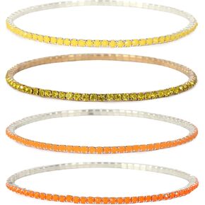 أساور التنس للنساء 2 مم 4pcs دنتي 18K أبيض الذهب مطلي بمسار راينستون سوار محاكاة قابلة للتعديل