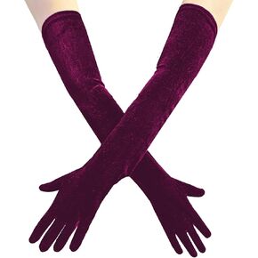 Women Long Velvet Finger Gloves Elbow Length Flapper Gloves 1920s Opera Costume