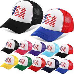 Hercicy 10 Pcs USA Hats Bulk American Flag Trucker Baseball Cap Adjustable Retro Funny Mesh Adult Hat for Women Men