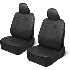 Hello Kitty Car Seat Covers - Cute Front Seat Covers, PU Leather Seat Covers for Cars, SUV, Van, Trucks, Hello Kitty Car Accessories 2pc Black