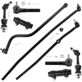 BOXI (Set of 9) Front Steering Drag Link Track Bar Sway Bar End Links Tie Rod Adjusting Sleeves Fit for Dodge Ram 2500 1998-1999 (4WD; 7500LB GVW) | Replace DS1413 ES2012 ES3497 K7280 DS1457 DS1458