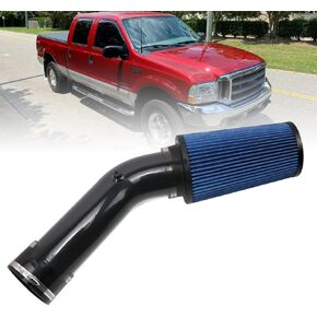RULLINE 4" Air Intake System Air Intake Pipe with Oiled Filter Compatible with Ford F250 F350 F450 7.3L Powerstroke Diesel 1999.5-2003 Red