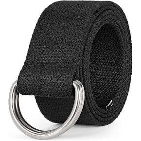 WHIPPY Mens Canvas Belt with Metal Double D-ring 1 1/2" Wide Plus Size Unisex Web Cloth Casual Belt for Jeans Pants