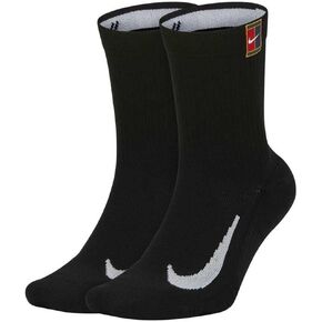 Nike Court Multiplier Cushioned Cushioned Crew Socks (اثنين من الأزواج) (الولايات المتحدة ، ألفا ، متوسطة ، منتظمة ، منتظمة ، أسود/أبيض)