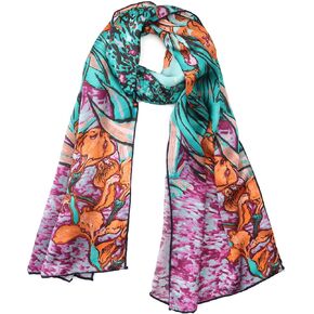 jwsilk long charmeuse silk scarf classic art print