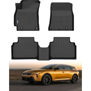 Icyhaws® Floor Mats for KIA K4 Sedan 2025 | All Weather Protection TPE Anti-Slip Custom Fit Car Floor Liners Set Automotive Accessories | Front & 2nd Row, 3-pc Black