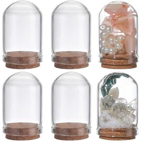 Sunnyclue 20pcs Cloche Bell Jar 8ml عرض زجاجي قبة مع قاعدة كورك 1.28 بوصة زجاجات صغيرة صافية مصغرة القبة مصنوعة من الجرار