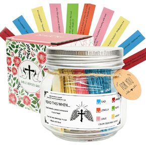 Bible Verse Jar with 120 Scripture Cards - Christian Gifts for Women, Mom, Mothers, Men, Fathers, Dad, Birthday, Graduation Presents - Inspirational Religious Gift Box for Mom, Wife, Sister, Daughter