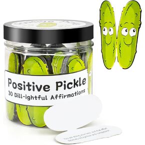 Positive Pickle Emotional Support Affirmation Cards in Jar - 60 Unique Motivational Quotes, Mental Health Gifts to Cheer Up Friends, Mini Positive Messages & Decorative Pickle Jar