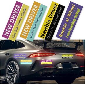 4PCS Student Driver Magnet for Car,Removable Strong Magnetic New Driver Magnet for Car,Universal Reflective Safety Warning Student Driver Sticker Magnet for Car Bumper Trunk