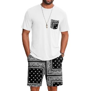 LecGee Mens Hawaiian 2 Piece Summer Outfits Short Sleeve Shirt and Floral Print Shorts Sets Beach Vacation Clothes for Men