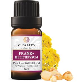 Vitality Extracts Frank+ Helichrysum Essential Oil Blend - 30ml Spray Bottle, Frankincense Boswellia Seratta, Aromatherapy, Soft Skin, Relief from Daily Aches & Soreness, Natural