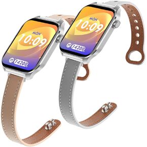 LYSANDRA 22mm Slim fashion Leather Strap Replacement (2 Pack) Compatible for GTX12, TOZO S6/S5, Tensky GTX12/208BT, aeac IDW208 Plus Watch / 22mm lug watch