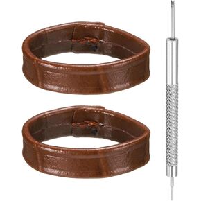 HARFINGTON 2pcs Leather Watch Band Loops 18mm Replacement Watch Band Keeper Watch Strap Holder Retainer Wristwatch Strap Fastener Rings, Brown