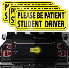 3pcs student Drive Magnet للسيارة ، ملصق سيارات المغناطيس ، يرجى التحلي بالمغناطيس سائق الطالب المريض ، ملصقات مغناطيس قابلية للاستخدام القابلة لإعادة الاستخدام المنقولة العاكسة للسيارة (النمط 1)
