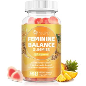 Premium Feminine Balance Gummies, Women’s Health Probiotics, Immune Support, Gut Health, Hormone Balance, PH Balance Vitality, Pineapple Flavor, 60 Count