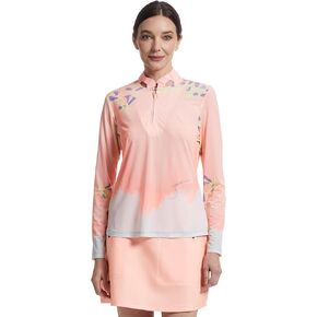 Jamie Sadock Women's Sunsense Trellis Print Long Sleeve 1/4 Zip Sun Protection Top