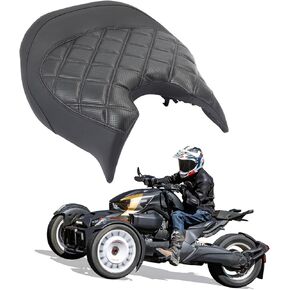 Driver Solo Seat Driver Comfort Seat Fit for Can Am Ryker 600 Ryker 900 2019-2023 black leather side panels and diamond double line stitching Replace 219400795 (Black stitching)
