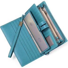 SENDEFN Women's Wallet Large Capacity RFID Blocking Leather Wallets Credit Cards Organizer with Checkbook Holder