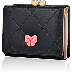 Wallet Women, Cute Small Coquette Bow Trifold Wallets Woman, Heart Shape Kiss-lock Business Credit Card Coin Holder Purse Pocket for Cash Key Change (White) in Saudi Arabia